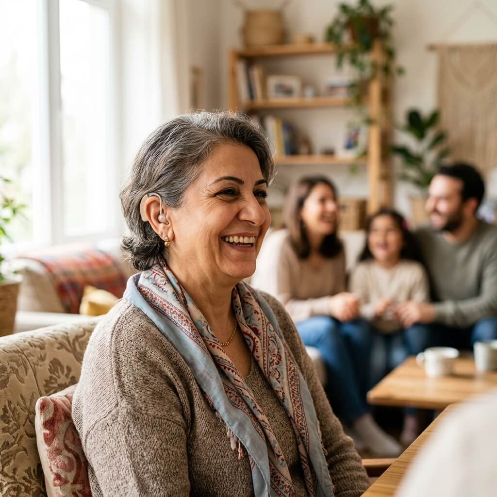 İşitme cihazı kullanan kişi
